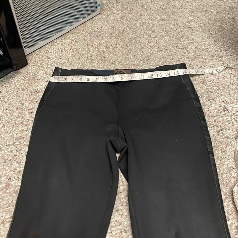 Danier Black Pants with Leather Trim and size ankle slits - Picture 5 of 9